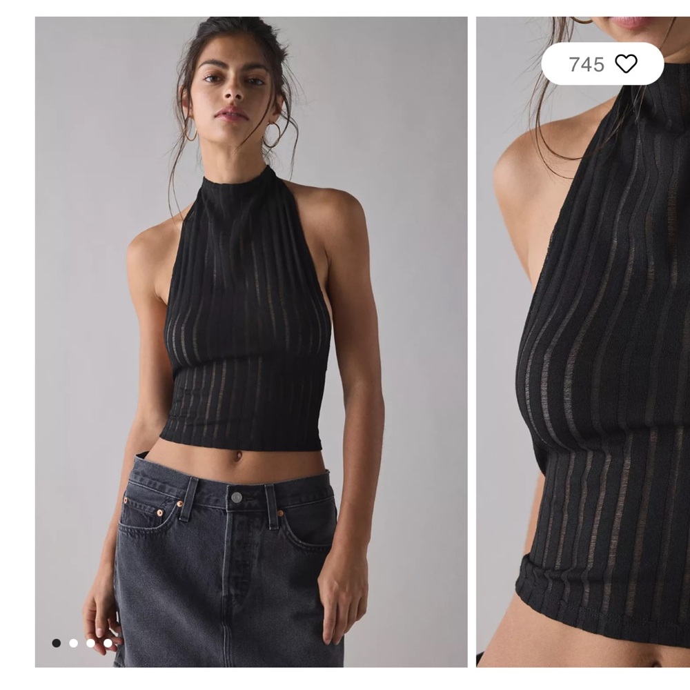 Jaded London Zene Semi-Sheer Knit Backless Buckle Halter Top